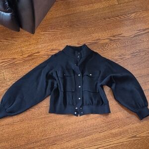 Marled Black Utility Jacket for Women